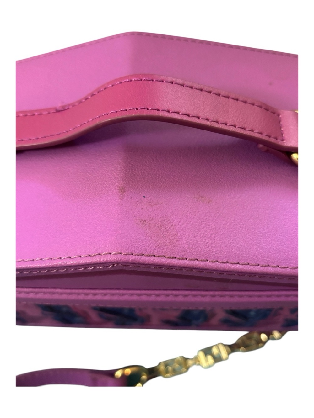 Loungefly Pink Sculptural Panel Box Crossbody with Gold Chain - Picture 6 of 12